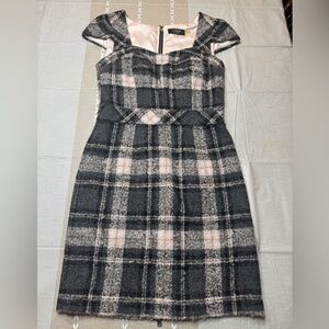 Guess Vintage Black and Pink Plaid Midi Dress